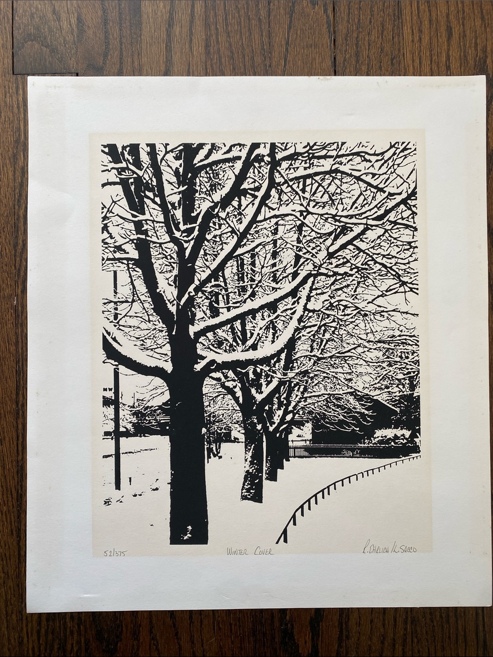 Vintage LINDA SACCO and ROBERT EHRLICH “Winter Cover” Lithograph